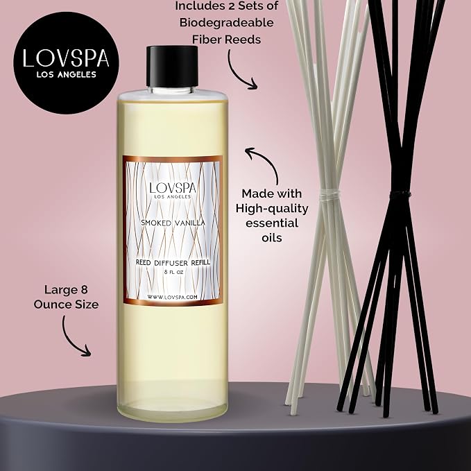 Smoked Vanilla Diffuser Oil - Essential Oils for Diffuser Refill & Air Freshener Room Spray - Long-Lasting & Natural Home Fragrance, Scented Oil for Diffusers, USA Made, 8 oz
