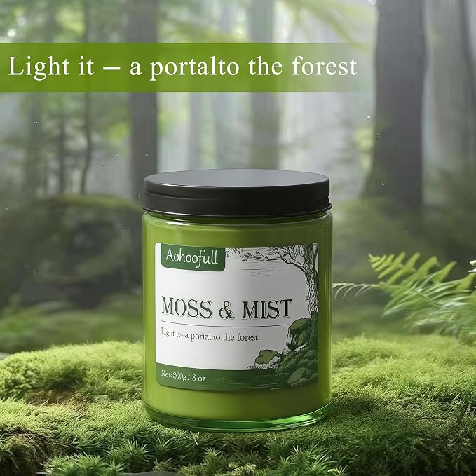 Soy Candles for Home Scented,Fall Candle 4oz 20 Hours Burn Moss & Mist Aromatherapy Candle Gift for Stress Relief, Meditation, Yoga, Relaxing SPA, Reusable Jar for Women Men