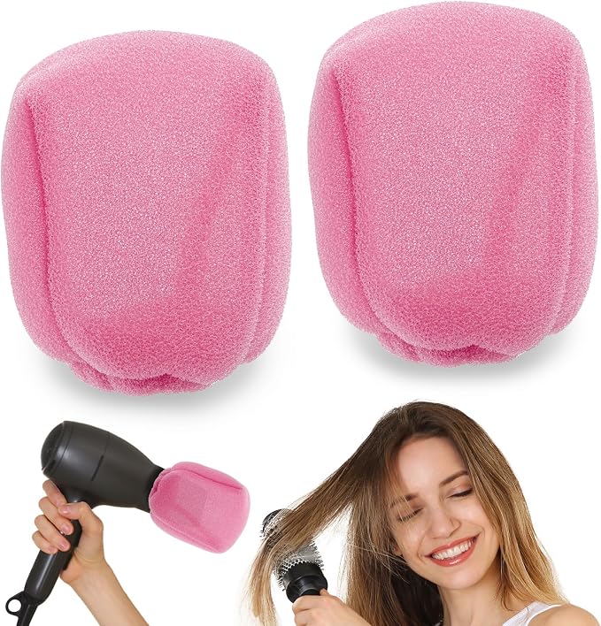 2Pcs Travel Hair Diffuser for Hair Dryer - Compact and Portable (5.12x3.15) Travel Hair Dryer Diffuser Sock‌ Made of Soft, Heat-Resistant and Flexible Foam, Tear-Resistant and Reusable(Pink)