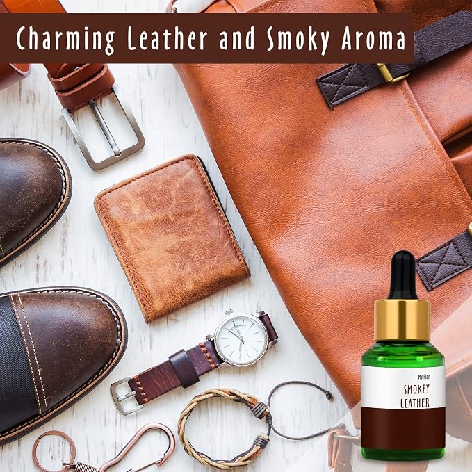 Smokey Leather Fragrance Oil, MitFlor Single Scented Essential Oil for Diffuser, Premium Grade Fragrance Oil for Soap & Candle Making, Men & Woody Scent for Home Fragrance, 30ml