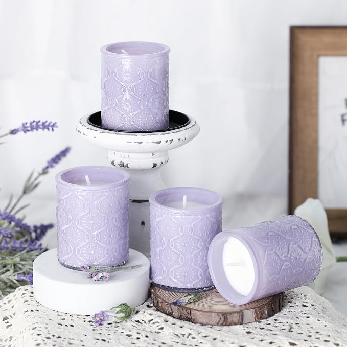 LETINE 12oz Lavender Aromatherapy Candle Gift Set - 4 Pack Soy Wax Candles with 24H Burn Time, All Natural Scented Candles for Relaxation, Bath Yoga Spa, Birthday Valentine's Gifts for Women