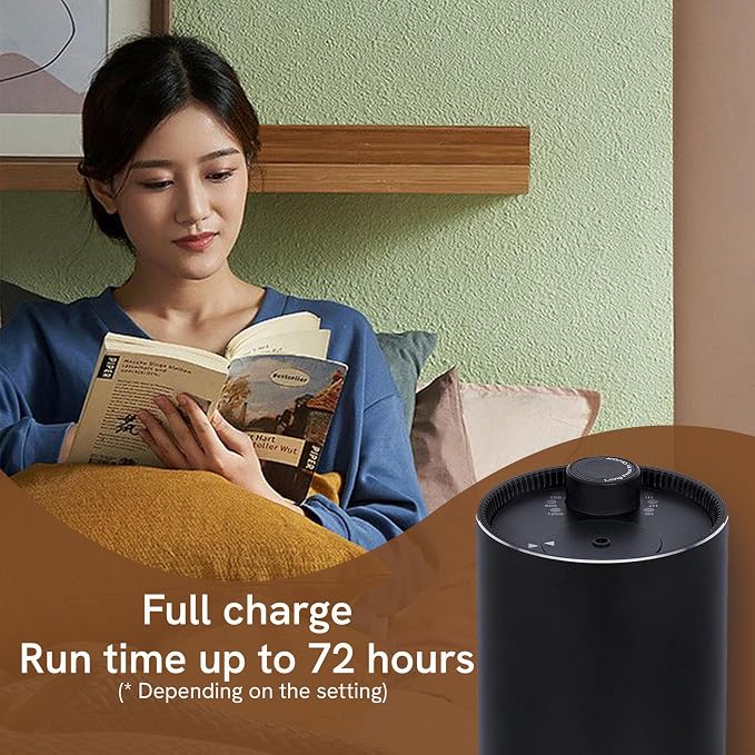 BlueHills Waterless Essential Oil Diffuser, Cordless Compact Battery-Operated Aromatherapy Mini Diffuser for Home Car Office Hotel Travel – J08 Black