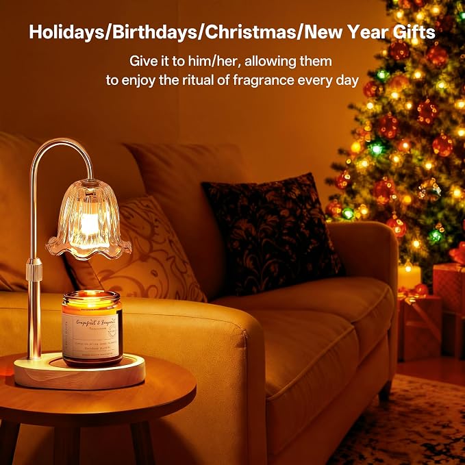 Homelist Candle Warmer with Timer Dimmable, Candle Lamp with Charming Gift Box, New Home Decor, Mothers Day Birthday Christmas Gifts, Candle Wax Melt Warmer with 2 Bulbs