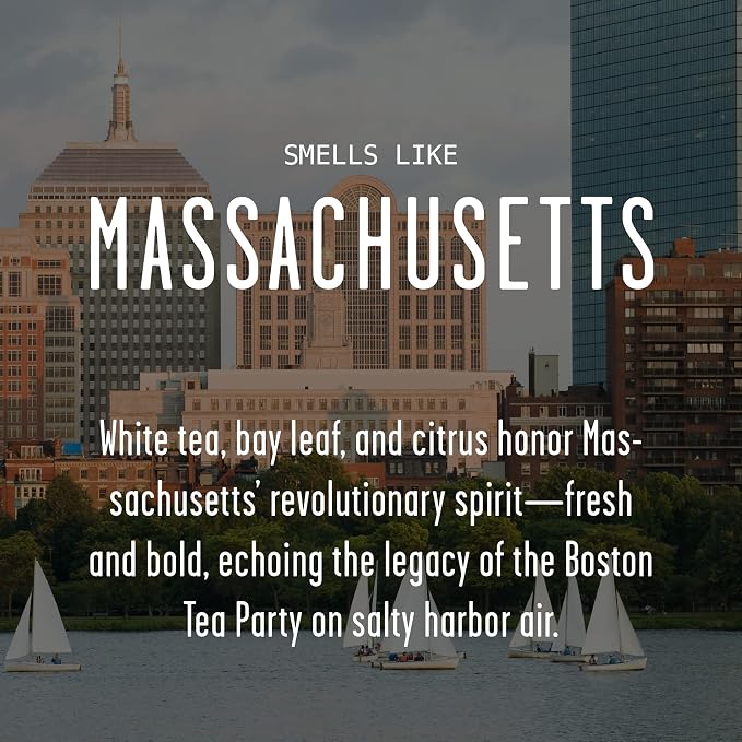 Massachusetts Gifts, Massachusetts Decor for Home - 'There's No Place Like Massachusetts Candle, w/White Tea, Bay Leaf & Citrus I Massachusetts Souvenirs State Gifts I 9oz Jar, 50Hr Burn, USA Made