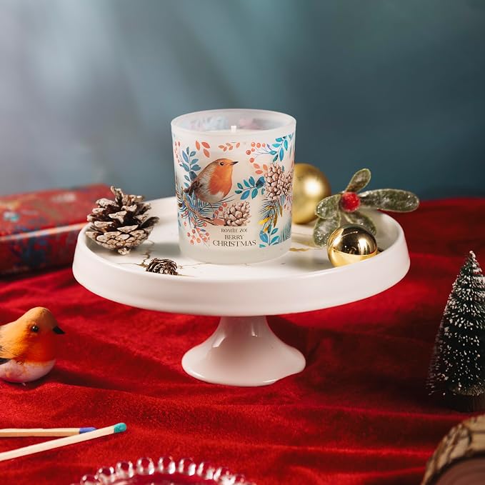ROMIIE ZOI Scented Jar Candle - 6oz Soy Wax - Berry Christmas Infused with Holiday Floral Aroma - Keepsake Box Special for Holiday Gifts
