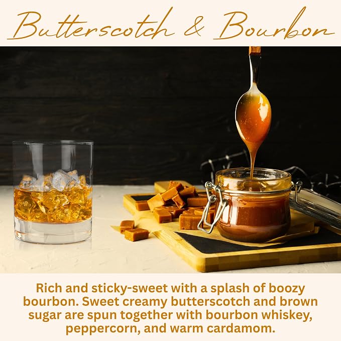 Wickless Butterscotch Bourbon Scented Candles for Candle Warmer Lamp, Many Scents to Choose, 100% Non-Toxic Soy Wax, Candle Melts for Warming Plate, Handmade in The USA (Butterscotch & Bourbon)