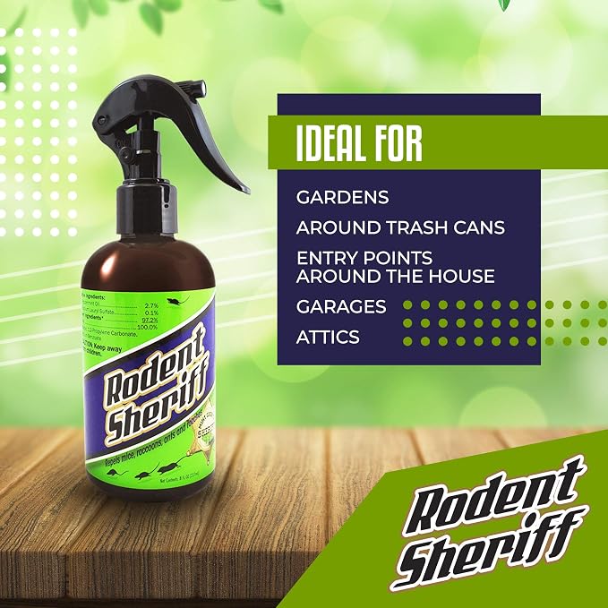 Rodent Sheriff Peppermint Oil Repellent | Fast Acting Pest Control Spray | Repels Mice, Racoons, Ants, and More