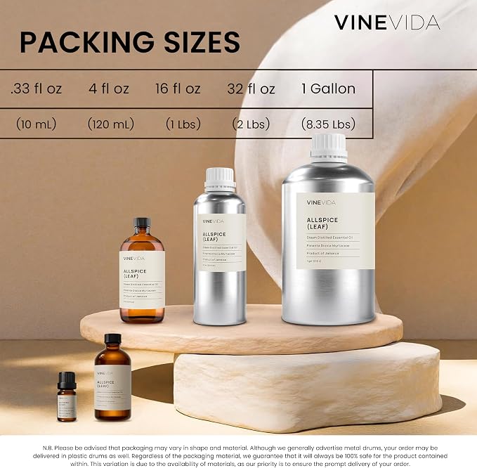VineVida Clove Bud Essential Oil, 4 oz - Undiluted, DIY Candle Scents, Bulk for Soap Making