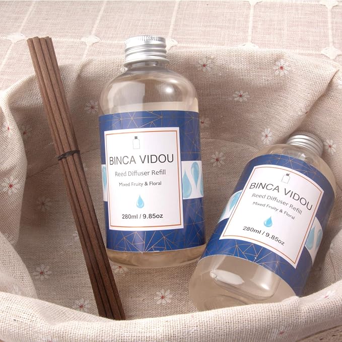 Mixed Fruity & Floral Reed Diffuser and Reed Diffuser Oil Refill Bundle
