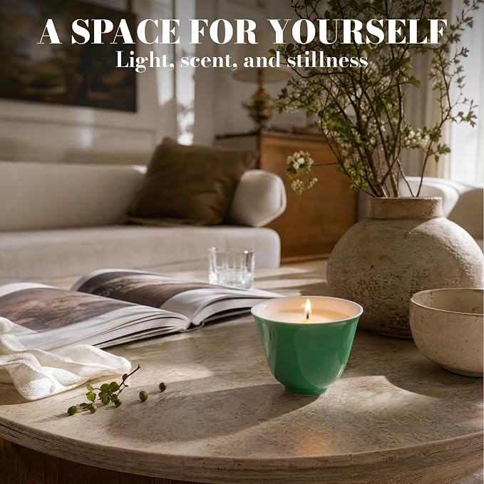 My Cup Rain Whisper Luxury Scented Candle, Soy Wax Blend, Hand Poured Tea Inspired Home Fragrance in Reusable Porcelain Vessel, Gifts for Women, 6 oz