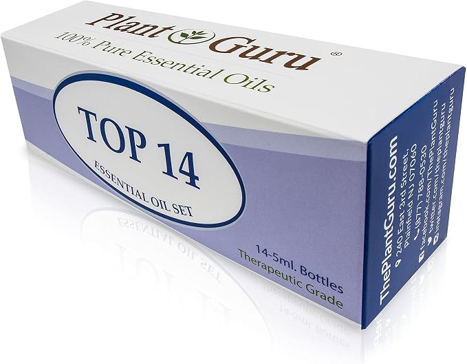 Essential Oil Set 14-5 ml Therapeutic Grade 100% Pure Frankincense, Lavender, Peppermint, Rosemary, Orange, Tea Tree, Eucalyptus, Grapefruit, Lemon, Lime, Clove, Spearmint, Lemongrass, Cinnamon