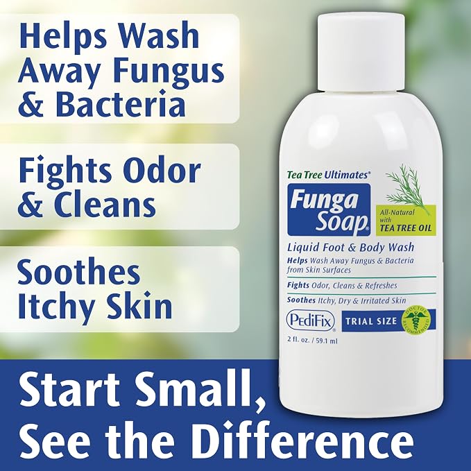 Pedifix FungaSoap® Tea Tree Oil Foot & Body Wash – 2 oz (Travel Size) – Small Bottle for Itchy Skin, Odor & Fungus Care – Perfect for On-the-Go Use – Same Formula as Larger Sizes
