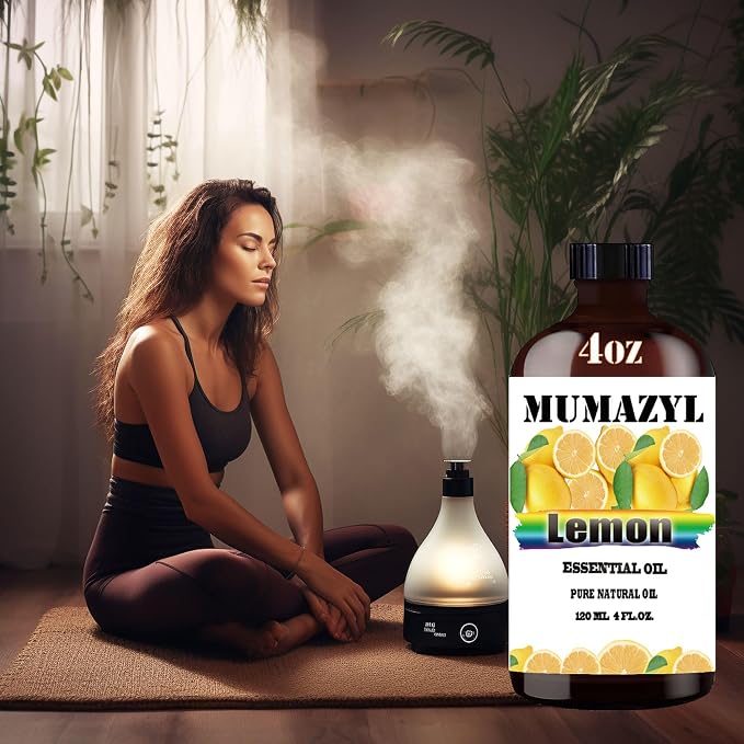 Lemon Essential Oil, Lemon Oil 4 Fl Oz 120ML for Diffuser Humidifier Yoga Cleaning DIY Candle Soap Making MUMAZYL Essential Oils