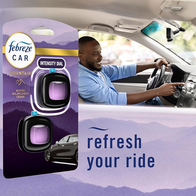 Febreze Car Mountain Scent Air Freshener Vent Clip, .07 oz, 2 Count