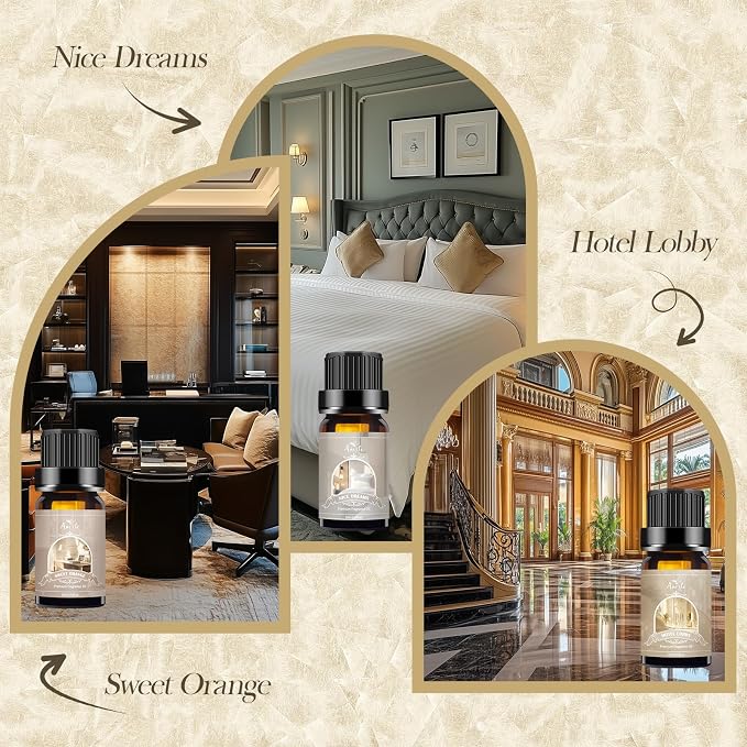 Auelife Hotel Collection Diffuser Oil Set - 6x10ml Luxury Hotel Scent Essential Oils for Diffuser - Fragrance Oil Variety Pack- Ideal for Home, Spa, DIY Candle Making Gift