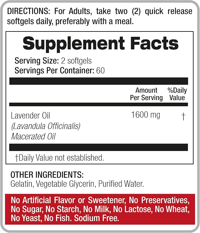FITO MEDIC'S Lab | Lavender Pills |120 Soft gels | 1600 mg | Better Absorption | Lavender Extract | Lavanda Oil
