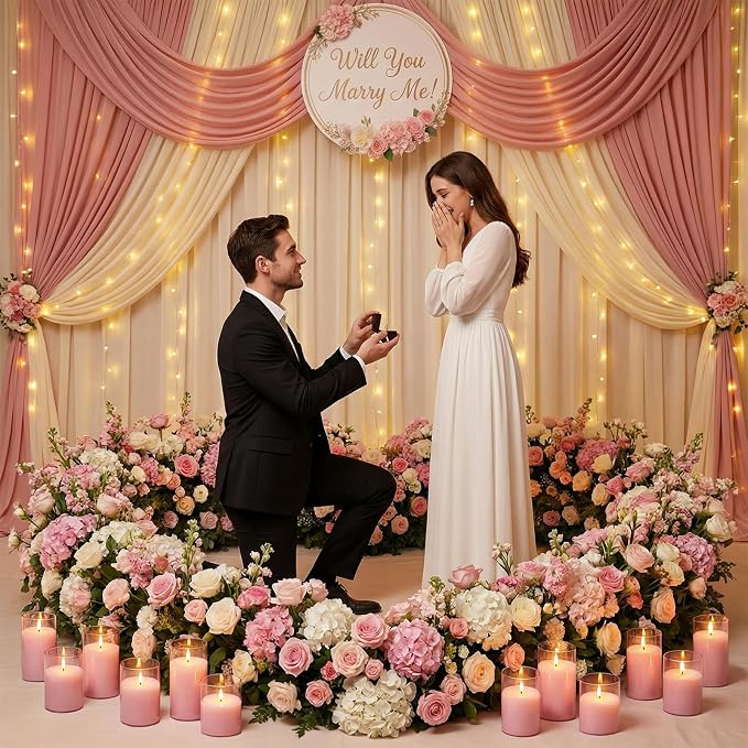Homemory Pink Glass Flameless Candles, Battery Operated LED Pillar Candles with Remote & Timer, Real Wax Flickering Candles, Romantic Decorative Lights for Home Wedding Party, Set of 3