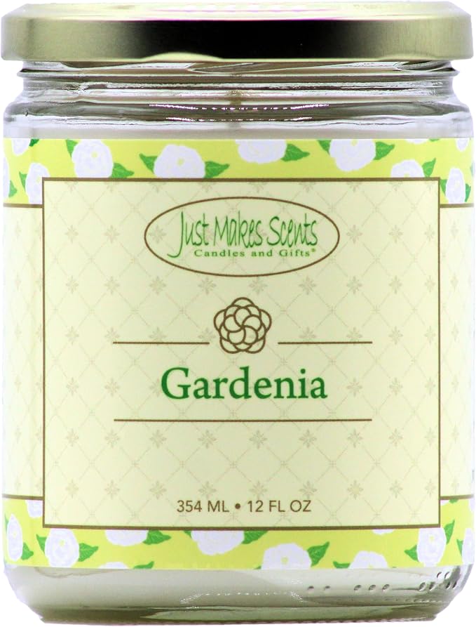 Gardenia Scented Blended Soy Candle by Just Makes Scents (12 oz)