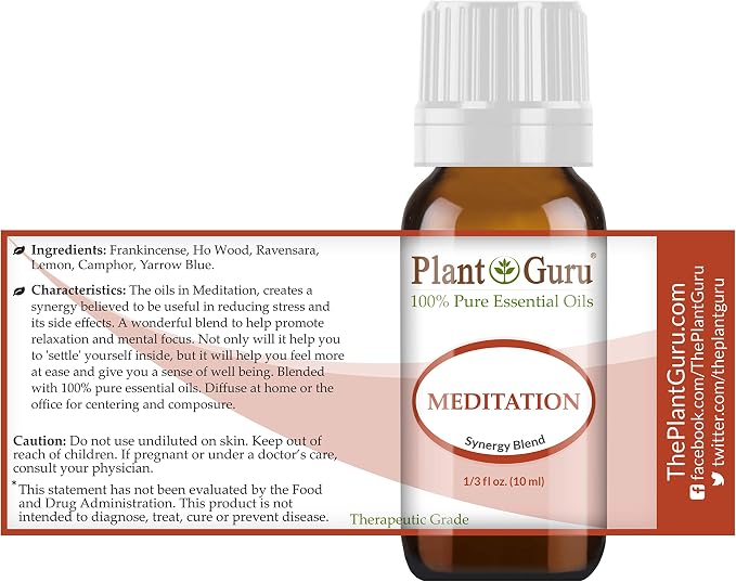 Meditation Essential Oil Blend 100% Pure Undiluted Therapeutic Grade Great for Centering, Aromatherapy, Yoga and Concentration.