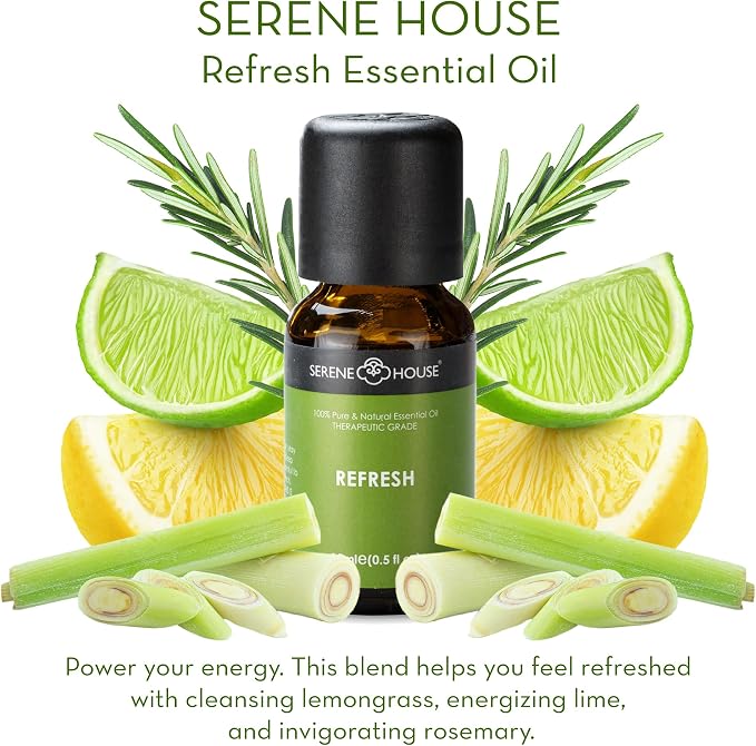Serene House Spa Aromatherapy Essential Oil Collection for Diffusers - Scents to Promote Calmness and Positivity, 100% Natural, Water Compatible for Home Use - Gift Set of 3, 15ml Bottles