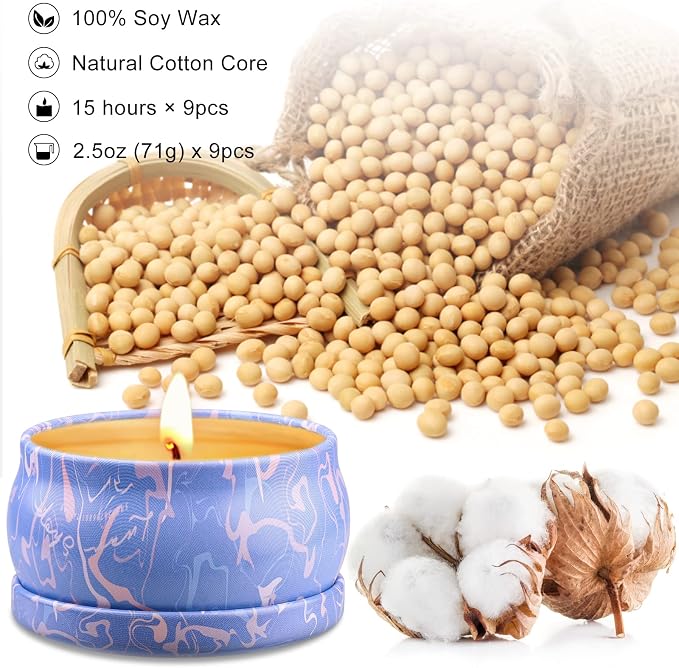 Scented Candles Gifts for Women, 2.5oz Aromatherapy Candles for Home Scented, Long Lasting Soy Wax Candle Sets for Women Gift,Small Candles for Gifts Bath Yoga Spa Birthday Gift
