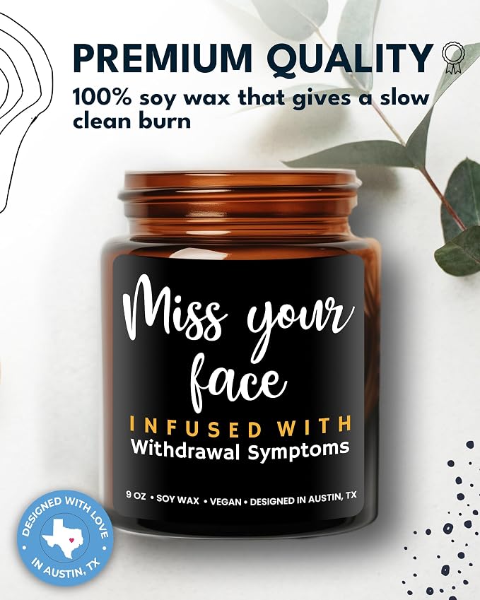 Funny Friendship Candle, Fun Presents for Women Friends, Funny Gifts for Friendship, Unique and Fun Friend Gifts for Women and Men, I Miss Your Face Candle, Birthday Presents, Christmas, Gift-Ready