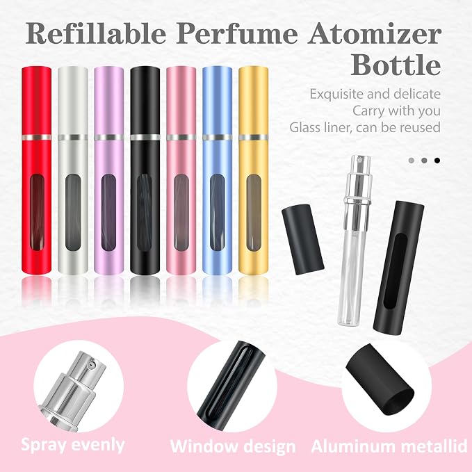 4 Pack Refillable Mini Perfume Atomizer Bottle，Portable Separate Bottles，Travel and Outings Spray Boxes Dispensers 5ml/0.2oz (Black)