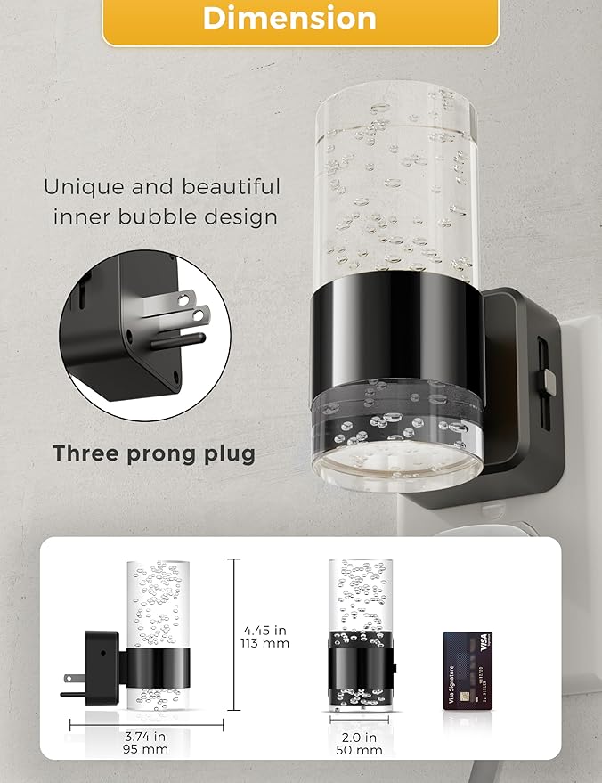 L LOHAS LED Night Light,Dimmable Night Lights Plug into Wall, Acrylic Nightlights with 0-100 LM Adjustable Brightness, Amber Plug in Night Light with Dusk to Dawn Sensor, for Bathroom Hallway