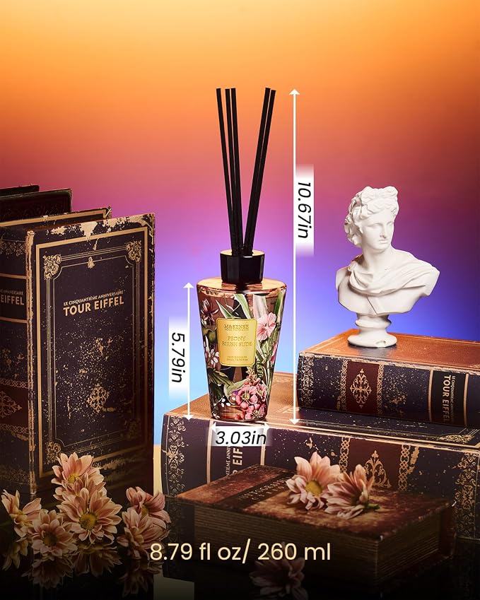 M&SENSE Peony Blush Sude Reed Diffuser Set - 8.79fl oz Home Fragrance Non-Toxic Essential Oil Diffuser with Sticks, Air Freshner Gifts for House Bedroom Bathroom Office Decor