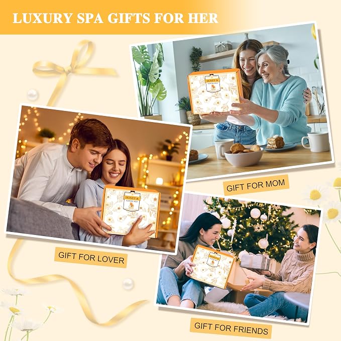 Gifts for Women, Birthday Gift for Women, 9 Pc Almond Milk & Honey Bath and Body Gifts Set, Self Care Gifts Spa Gift Basket, Relaxing Bath Sets for Mom, Girlfriend, Sister, Female Friends, Coworker