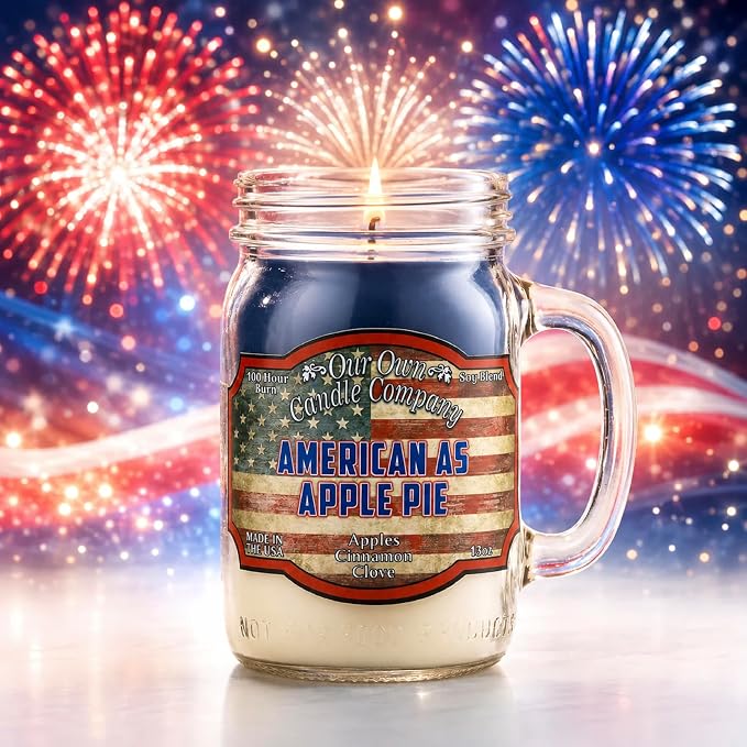 Our Own Candle Company, American as Apple Pie Scented Mason Jar Candle, 100 Hour Burn Time, 13 Ounces
