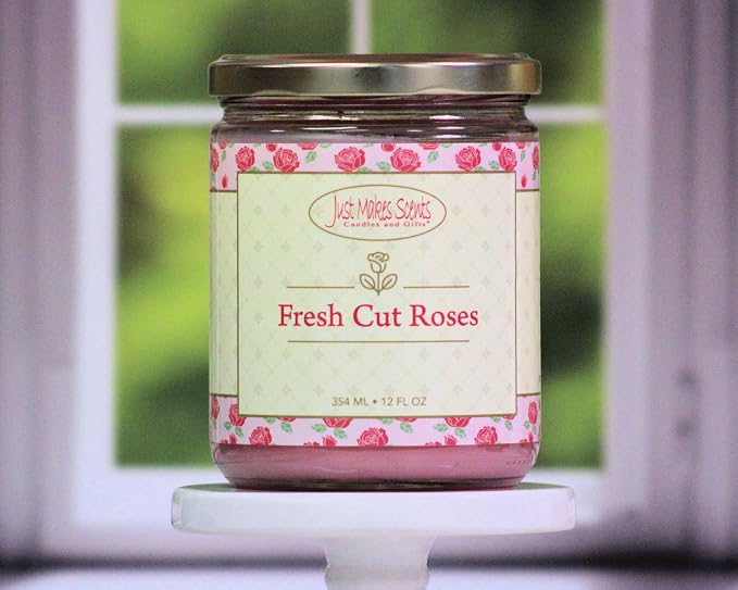 Fresh Cut Roses Scented Blended Soy Candle by Just Makes Scents (12 oz)