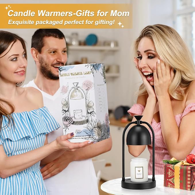 Hong-in Black Candle Warmer Lamp with Timer - Electric Wax Melts Warmer for Candle Jars, Cozy Home Decor House Warming Gifts for Women