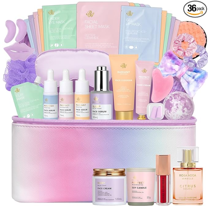 Gifts for Women, 36 Pcs Spa Gifts Basket Set for Women, Birthday Gifts, Hydrating Face Skin Care Gifts Set, Bath & Body Beauty Care Kit, Makeup Bag, Face Serum, Christmas, Anniversary, Wife, Mom
