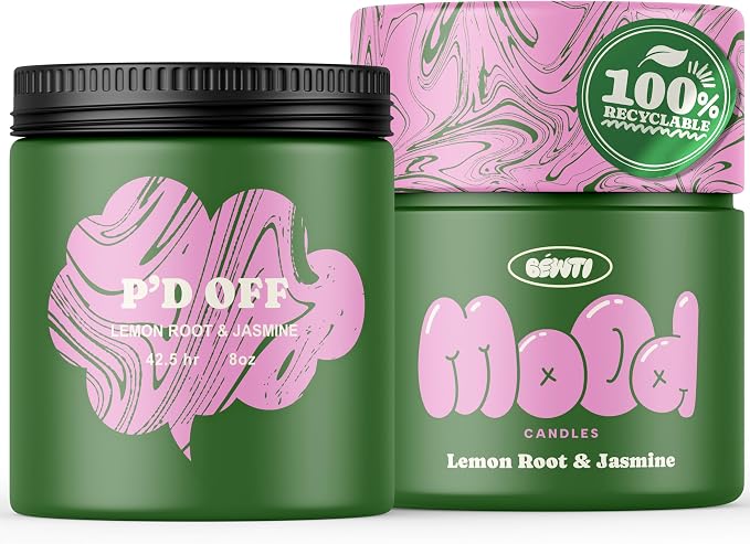Lemon Jasmine Candle for Energy & Focus – Highly Scented Soy Wax Aromatherapy Candle, Non-Toxic Gifts for Women & Men, Long-Lasting Home Candles, 8 oz | Mood Candles by BÉWTI