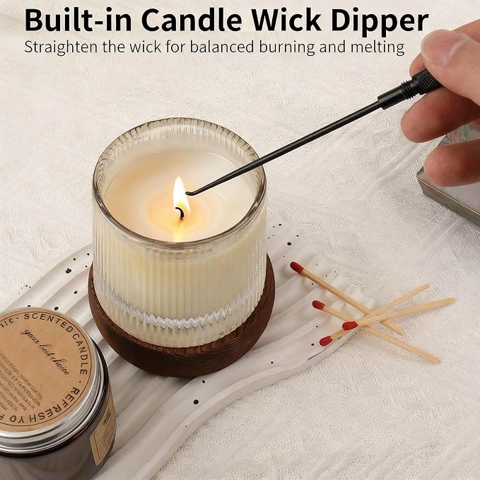 Innovative 2-in-1 Candle Snuffer Extinguisher with Removable Wick Dipper,Candle Flame Put Out Tools with Non-Slip Long Handle,Perfect Accessories for Candle Lovers (Black)