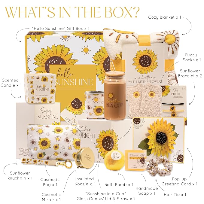 The Love Crate Co Sunflower Gifts for Women, Sunshine Gift Box | Thoughtfully Curated Gift Experience