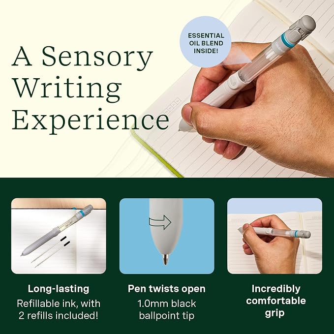 Lifelines Pen Diffuser Set, Cotton Candy - 1mm Black Ballpoint Pen with Scented Essential Oil Blend & 2 Ink Refills – Aromatherapy Diffuser & Sensory Immersion Diffuse Aroma As You Write