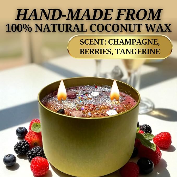 Millionaire Candle Wealth, Abundance & Prosperity Ritual Candle | Hand-Poured Soy Wax with Crystals & Herbs | 14oz