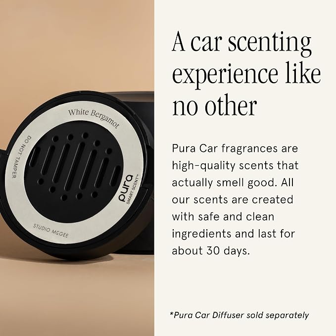 Pura & Studio McGee - Fragrance for Car Diffuser - Clean & Safe Luxury Scent Refill - Long-Lasting for 30 Days of Aroma - Must-Have Accessory - White Bergamot