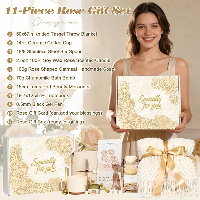 Birthday Gifts for Women Self Care Gift Set for Mom Her Best Friend - Get Well Soon Sympathy Gift basket for Women, Thinking of You Relaxation Gift Appreciation Thank You Spa Gifts Basket for Women