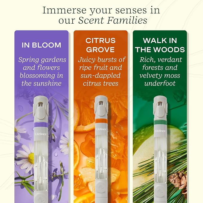 Lifelines Pen Diffuser Set, Nature's Escape 3-Pack – 1mm Black Ballpoint Pens with Scented Essential Oil Blends – Aromatherapy Diffuser & Sensory Immersion Diffuse Aroma As You Write