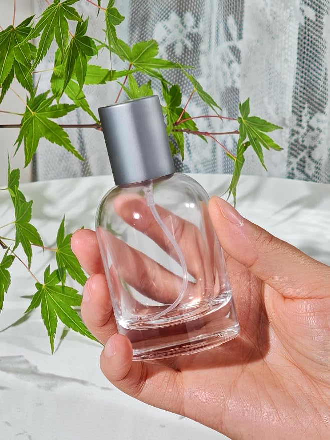 50ml/1.7 Oz Glass Spray Bottle Perfume Atomizer,Empty Travel Refillable Perfume Spray Bottle with 3 Kinds of Dispenser (Clear Glass, 50ml)
