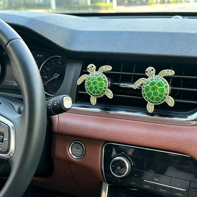 4pcs Cute Sea Turtles Car Air Vent Diffuser – Clip-On Fragrance Air Freshener for Cars with Replaceable Refills, Adorable Animal Vent Clip for SUV & Truck(Green, Ocean)