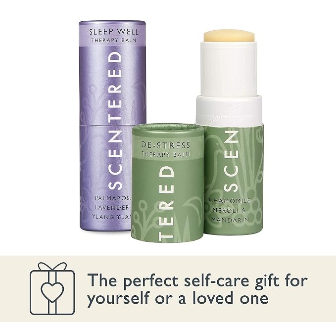 Scentered Aromatherapy Balm Sticks for Sleep & Stress-Relief - Roll On Essential Oil Blends of Lavender & Chamomile - Aromatherapy Gifts for Women - Sleep Well & De-Stress