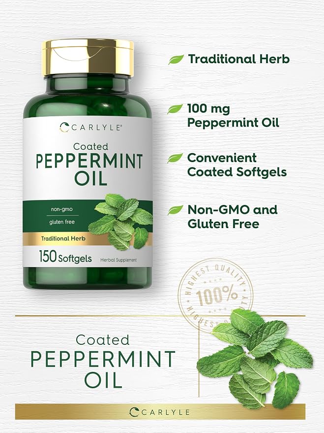 Carlyle Peppermint Oil Capsules | 150 Softgels | Herbal Supplement | Non-GMO, Gluten Free