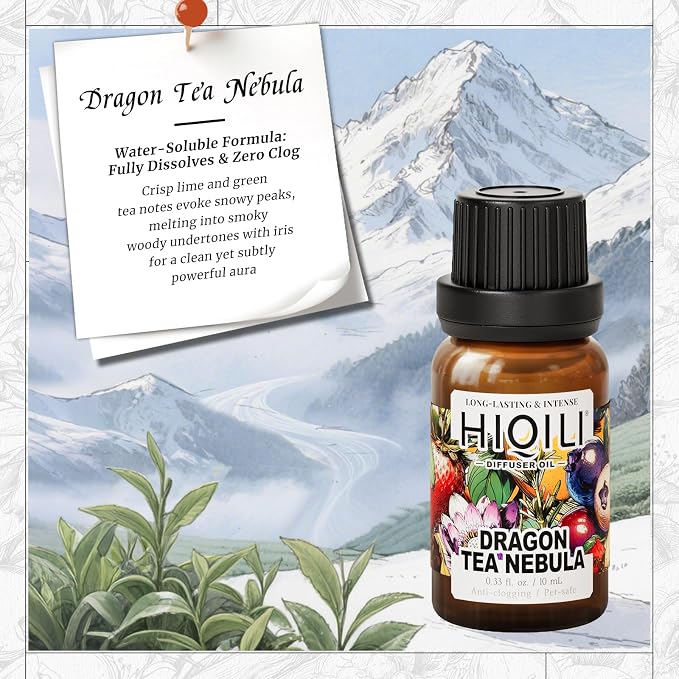 HIQILI Dragon Tea Nebula Diffuser Oil for Humidifiers & Aromatherapy, Inspired by Ar-mani The Yu.Long, Large Room & Office - 0.34 Fl Oz