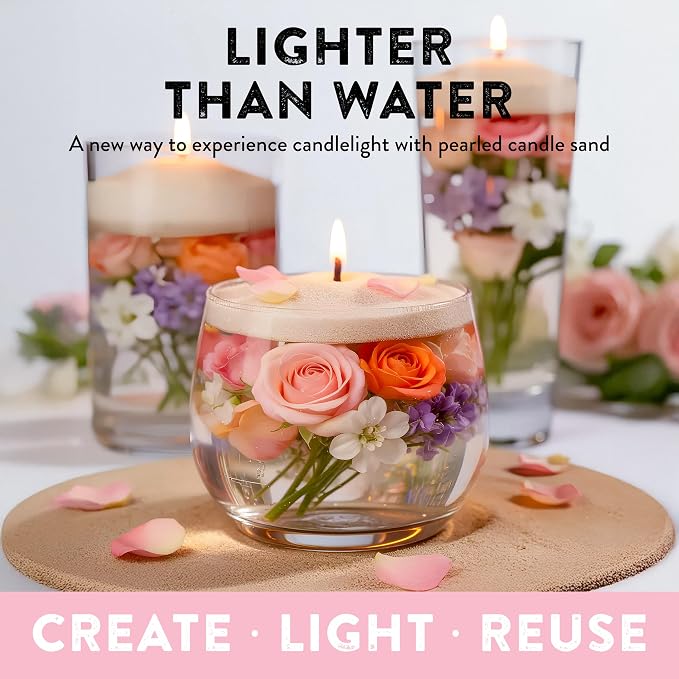 Pearled Candle Sand 10.5 oz (300g) – Rose Bloom Scented Candle, Pink Color, Relaxing Aromatherapy, Home Decor, Stress Relief, Long-Lasting Burn
