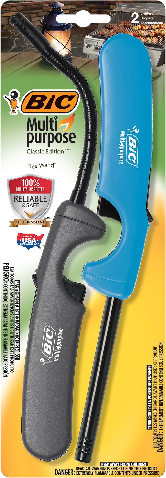BIC Multi-Purpose Classic Edition Lighter & Flex Wand Lighter, 2-Pack