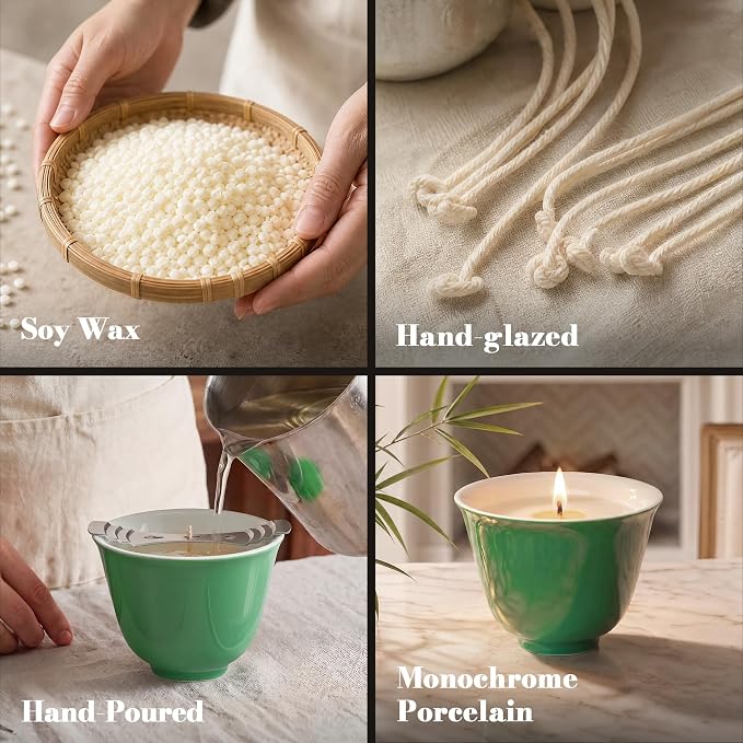 My Cup Rain Whisper Luxury Scented Candle, Soy Wax Blend, Hand Poured Tea Inspired Home Fragrance in Reusable Porcelain Vessel, Gifts for Women, 6 oz